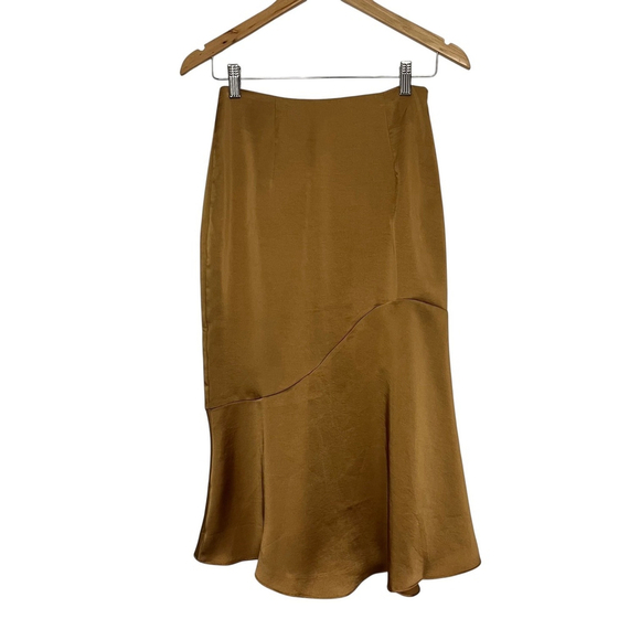 Petal & Pup Nellie Bronze Satin Midi Skirt Size 4 NWT - Picture 2 of 6